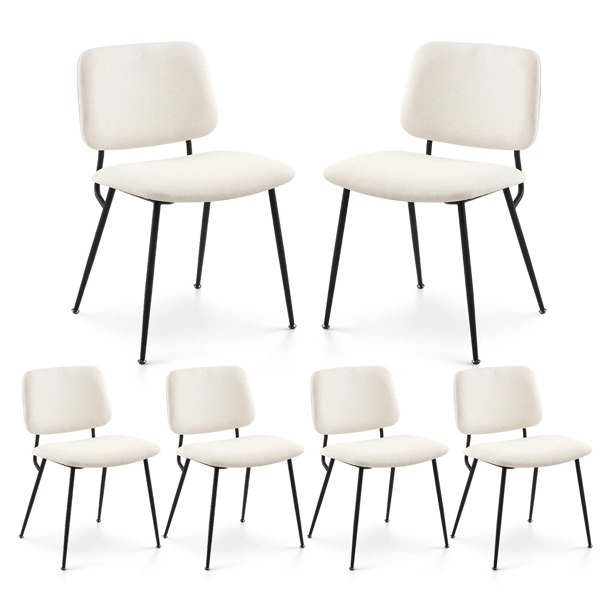 Cream Fabric Upholstered Dining Chairs Set of 6 Z742298