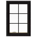 24 in. x 36 in. Black Painted Clad Wood Left-Handed Casement Window with Colonial Grids R309573