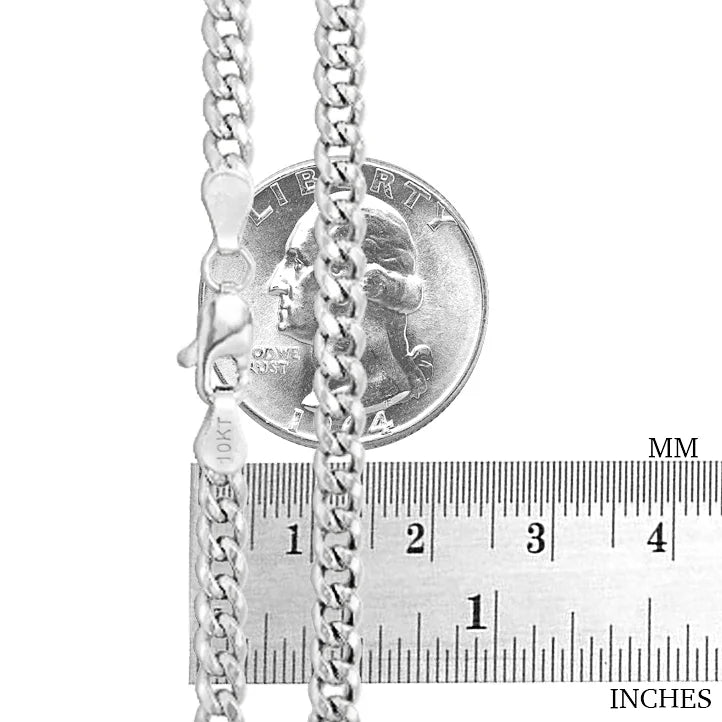 10k White Gold Miami Cuban Link Chain Pendant Necklace 16" - 30" M4597