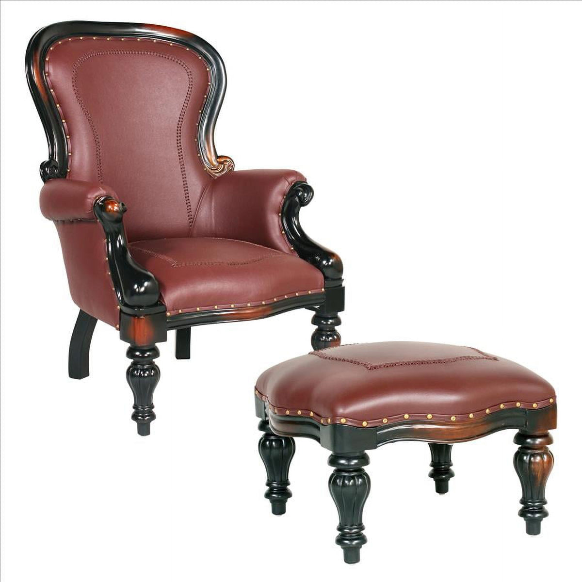 Faux Leather Chair & Ottoman Y960177