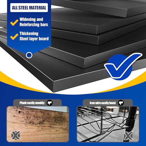 72" Black Metal Garage Shelving 3000LBs 5T Adjustable I336951