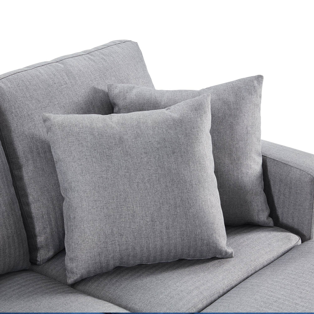 Gray Linen Fabric Convertible Sectional Sofa X517