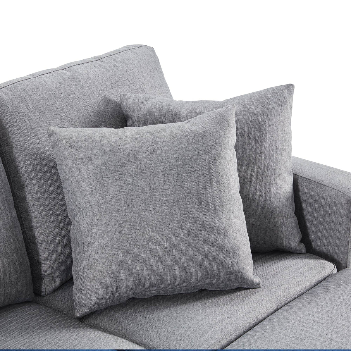 Gray Linen Fabric Convertible Sectional Sofa X517
