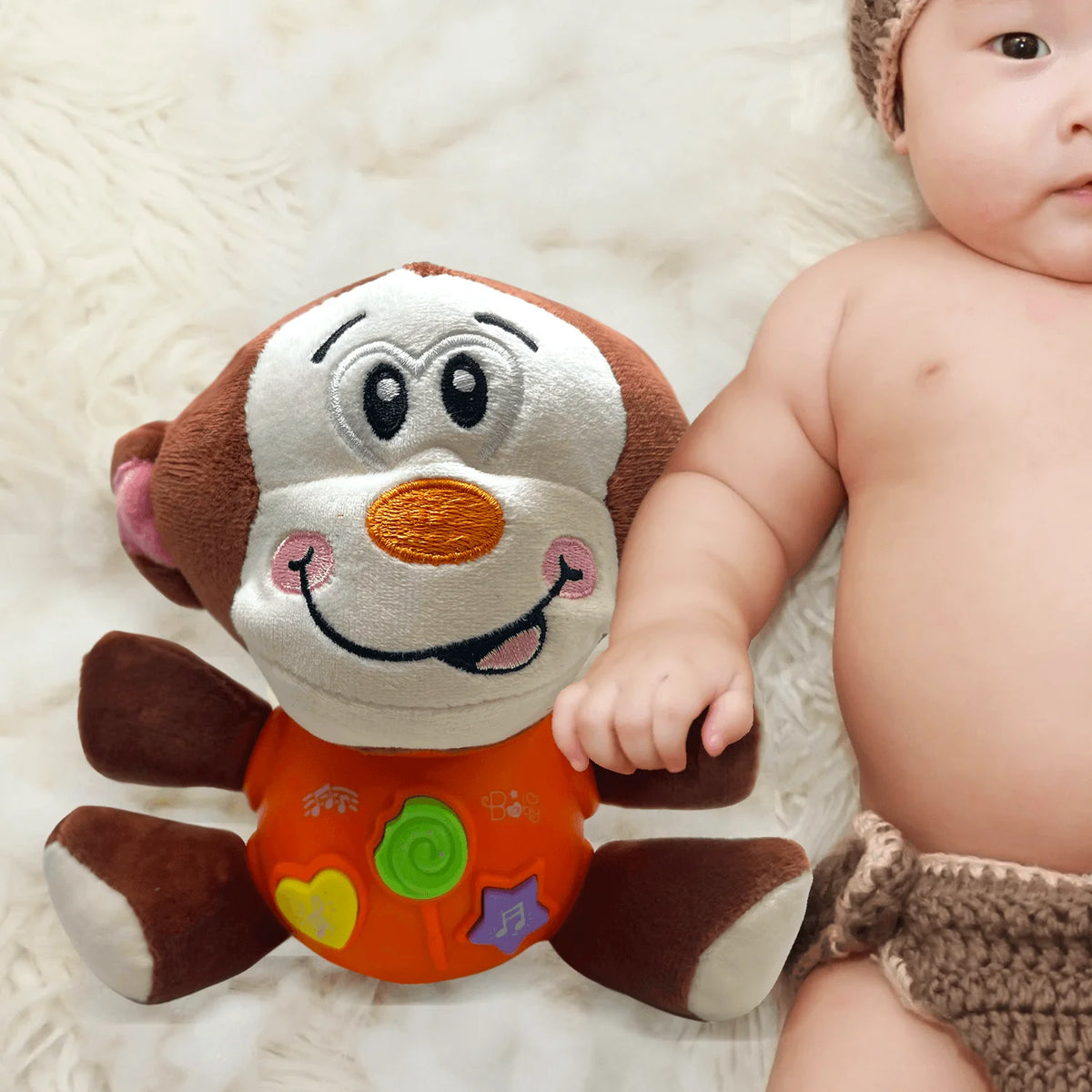 Musical Plush Monkey Baby Toy, 8 Inches C600