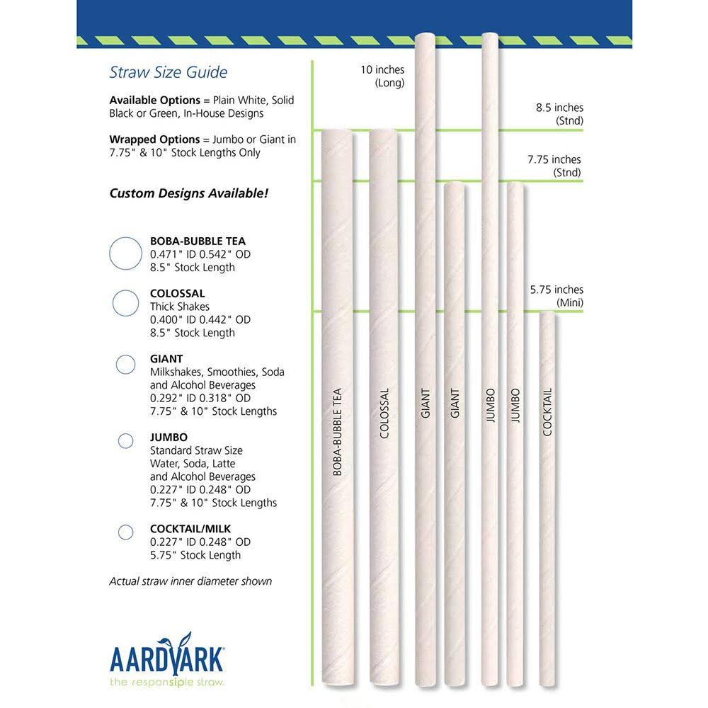 7 3/4x22 Black White Striped Paper Straw Z200