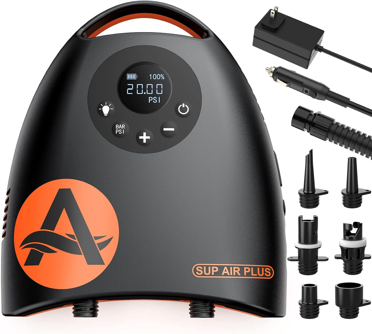 20PSI Electric SUP Air Pump with 7800mAh Rechargable Battery, Dual Stage Inflation, Auto-Off F437