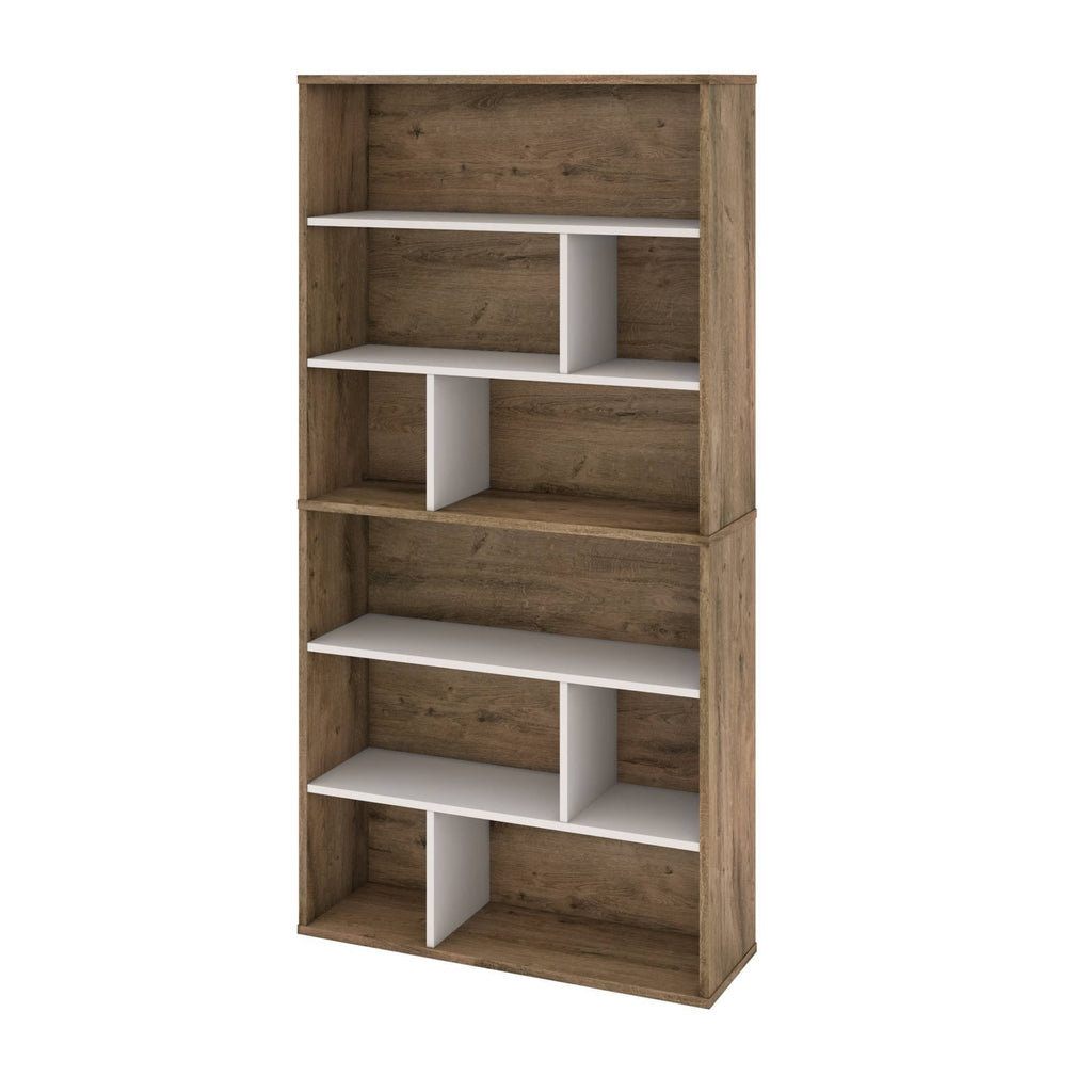2-Piece Asymmetrical Shelving Unit Set in Rustic Brown u0026 Sandstone X739328