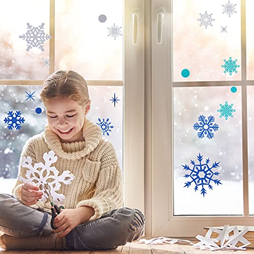 Christmas Snowflake Window Stickers Dark Blue Light Blue White Removable Y102