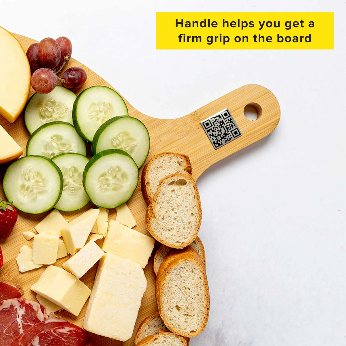 Bamboo Round Charcuterie Board with Handle, 15.5" F270681