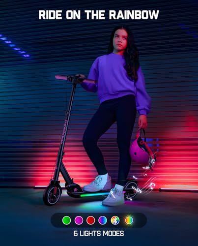 Electric Scooter with LED Lights, Bluetooth Speaker, Adjustable Height, Foldable X389326