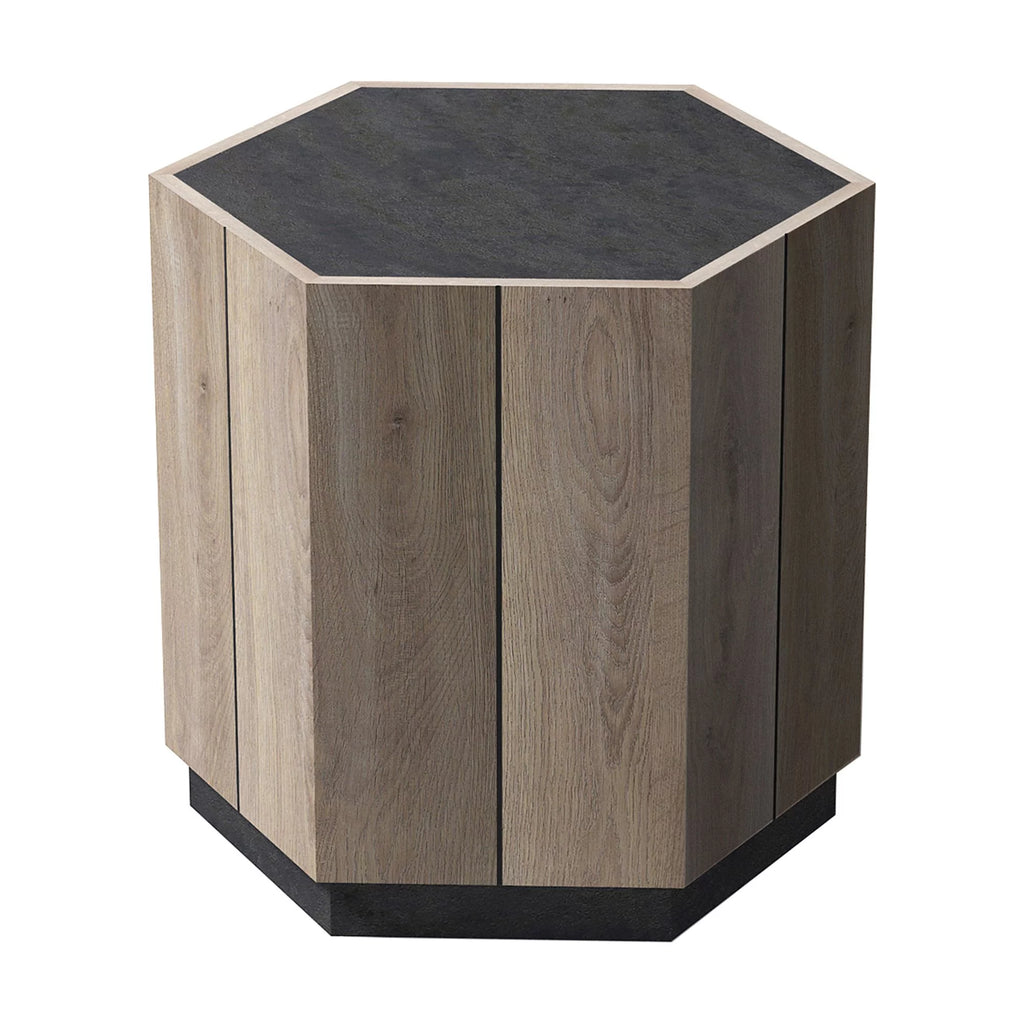 Textured Black Warm Oak Corner Table with Drawer R365