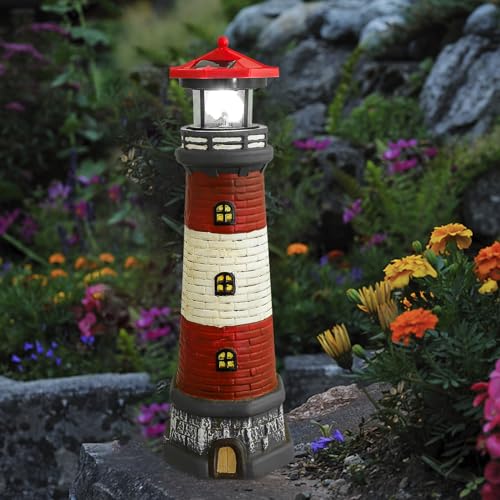 Solar Powered Rotating Lighthouse Statue D27185