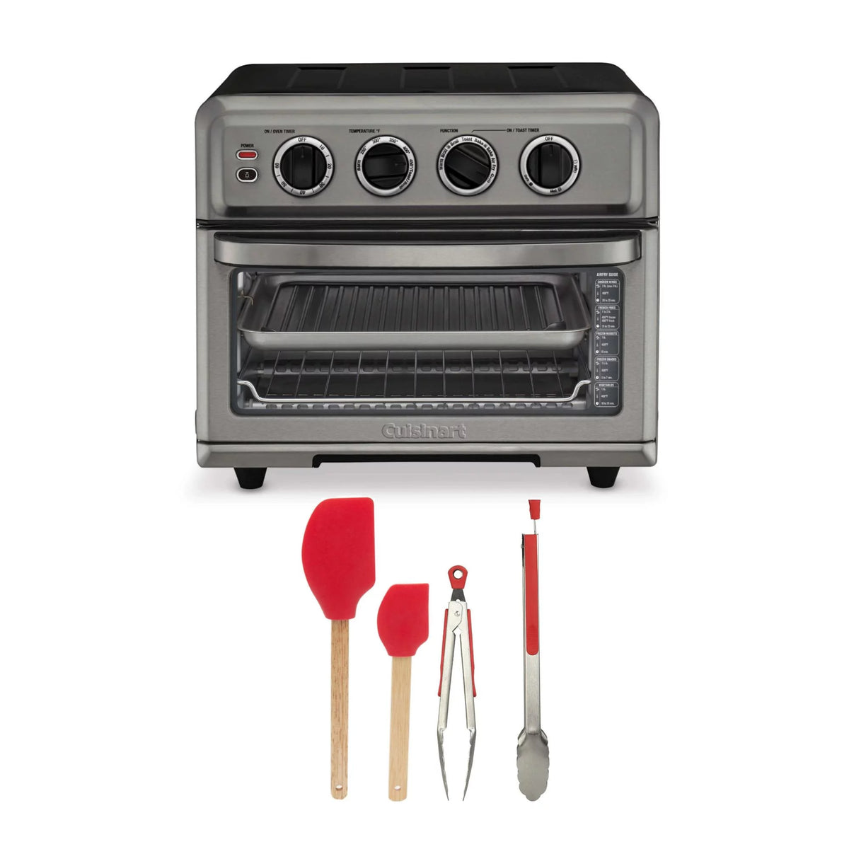 Black AirFryer Oven with Grill and Spatula and Tongs Set E639746
