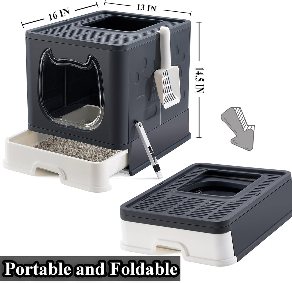 Black Covered Cat Litter Box with Lid V665416