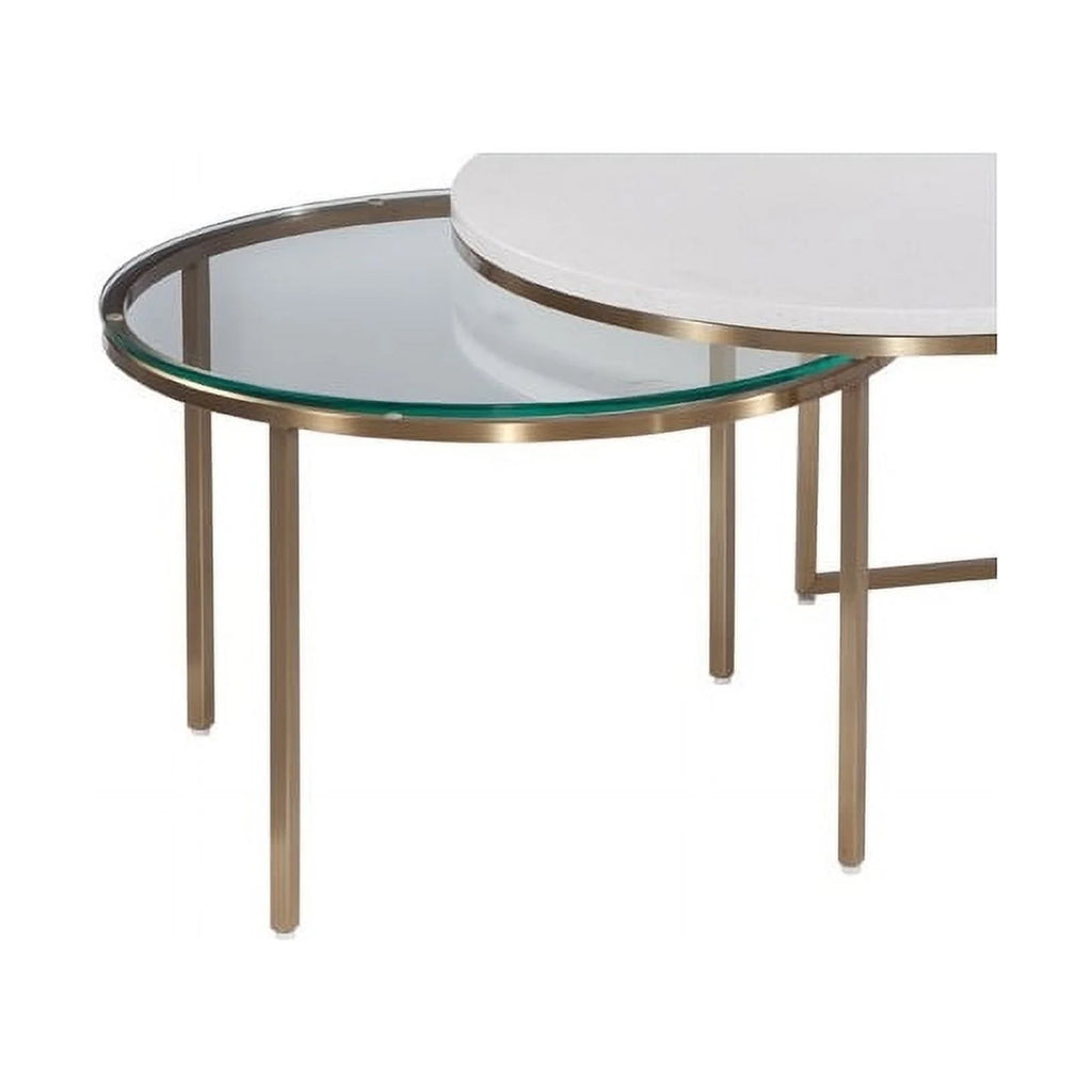 Gold Metal and White Terrazzo Nesting Cocktail Table G506120