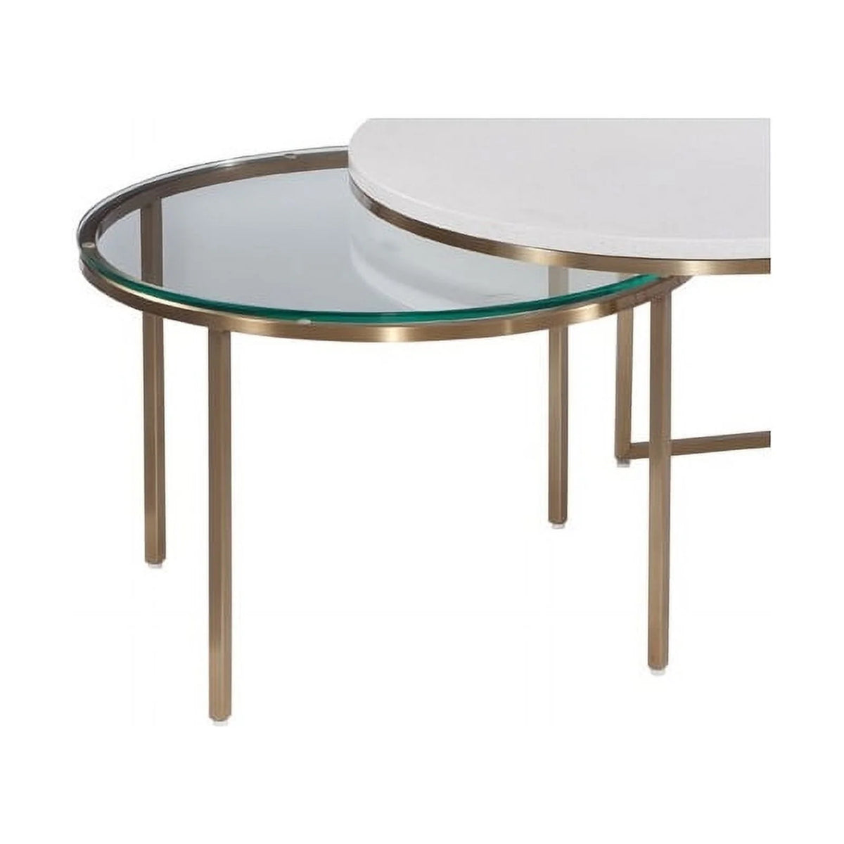 Gold Metal and White Terrazzo Nesting Cocktail Table G506120