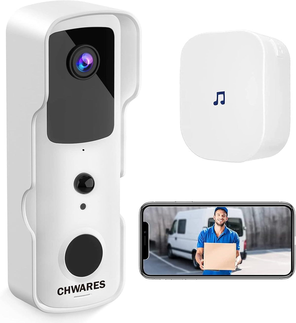 White Video Doorbell Camera 2 Pack with Chime K466738