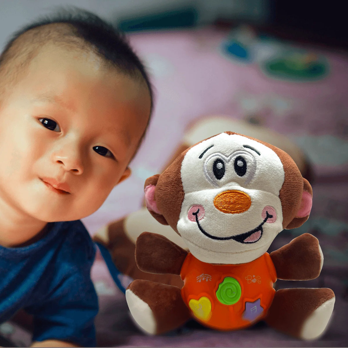 Musical Plush Monkey Baby Toy, 8 Inches C600